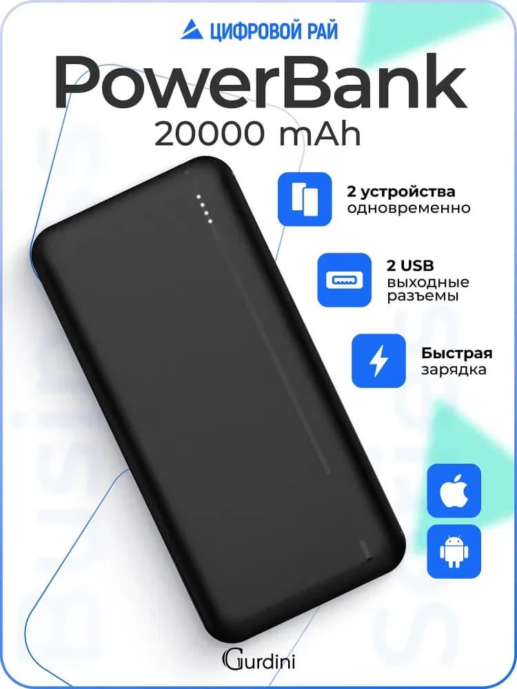 Повербанк 20000 mAh, внешний аккумулятор Powerbank Business Series , павербанк с USB и Type-C , пауэрбанк